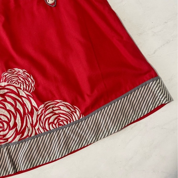 Anthropologie Floreat Red White Floral Embroidered Mini Skirt Size 6 - Picture 5 of 6